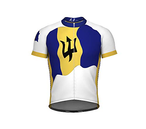 ScudoPro Barbados Emblem Full Zipper Bike Short Sleeve Cycling Jersey for Men - Size 2XL Multicolored