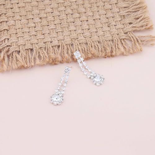 Vintage Crystal Tassel Earrings Cz Teardrop Dangle Earrings Silver Rhinestone Chain Earrings Cz Chandelier Drop Earrings Jewelry for Women4