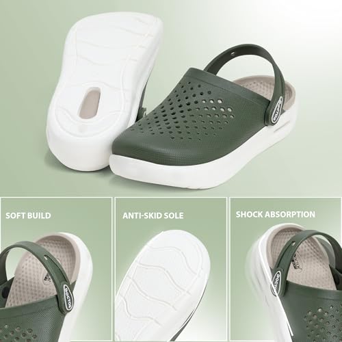 Image of Men Platform Clogs with Adjustable Back Strap | Lightweight EVA Cushioned Sole | Breathable Anti-Slip Everyday Wear Footwear for Indoor & Outdoor Use