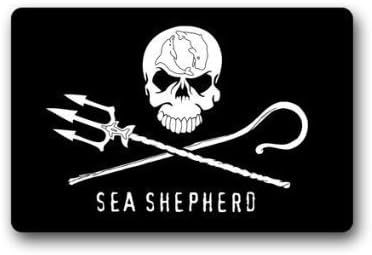 Mother Huang S fashionable Sea Shepherd Skull Machine Washable Fabric & Non-slip Rubber Backing Indoor/Outdoor Doormat Gate Pad Rug Floor Mat.(L) x Inch 23.6"(L) x 15.7"(W)