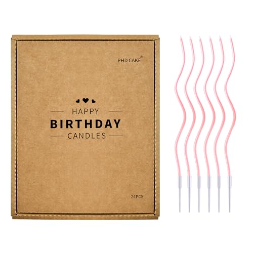 PHD CAKE 24-Count Pearl Pink Spiral Long Thin Birthday Candles, Cake Candles, Birthday Parties, Wedding Decorations, Party Candles