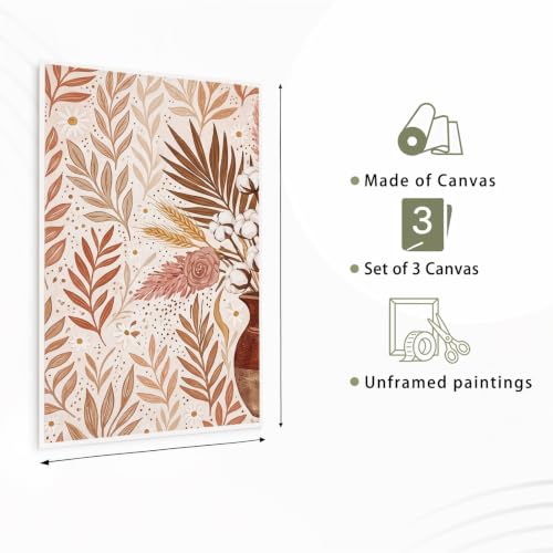 Impression sur toile feuille branche épi de blé triptyque rustique