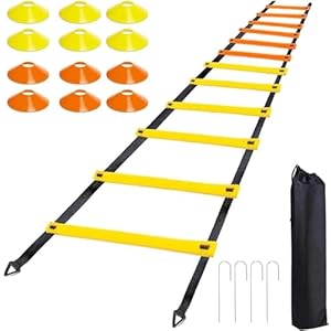 dibikou Agility Ladder Speed Training Ladder,6M 12 Rung Speed Ladder with 12 Cones 4 Stakes and Carry Bag-Football Training Equipment Kit Training Ladder for Kids Adults Football Speed Training