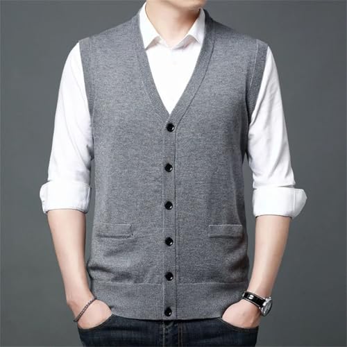 Men's Middle-Aged Wool Vest Cardigan Knitted Inner Pair Horse Clip Top Sweater Vest3