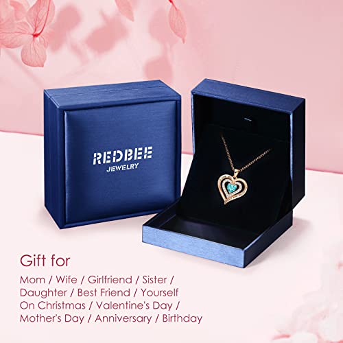 Redbee Wedding Necklaces For Wife - 18K Rose Gold 925 Sterling Silver Valentines Day Gifts For Wife Necklace For Women Birthstone Necklace For Daughter Adult Birthday Gifts (Dec-Turquoise-Rose Gold) #TOP4