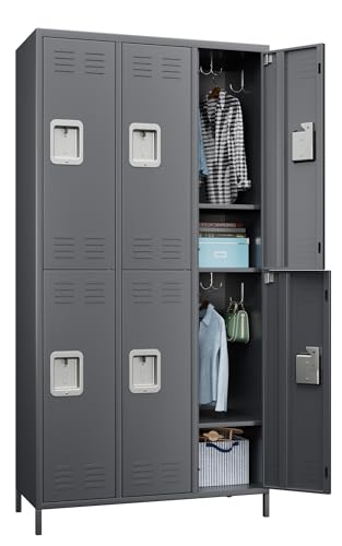 JAORD Metal Locker Storage Cabinet with 6 Doors, 72