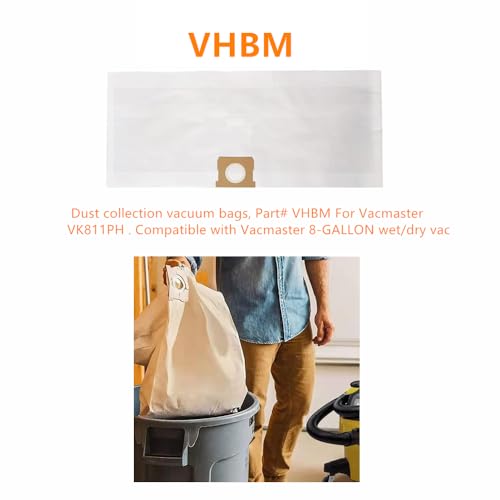 5 Pack High Efficiency Vacuum Cleaner Dust Filter Bags for Vacmaster VK811PH 8-Gallon Wet/Dry Vacuum Cleaner