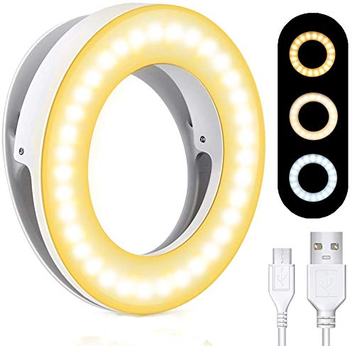 Selfie Ring Light, MCHEETA Phone Ring Light Clip on Rechargeable, Mini Ring Light for iPhone/Cell Phone/Laptop