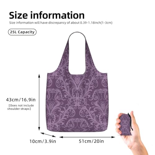 NImongt Sac fourre-tout léger et pliable pour femme et homme Motif violet – vue 3