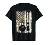 Camo US Flag Bowling Vintage Patriotic Bowler Men Women Kids T-Shirt