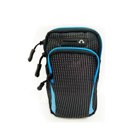 Braçadeira Sports Com Saída De Fone Para Corrida Cor Azul Pochete Sport Braço