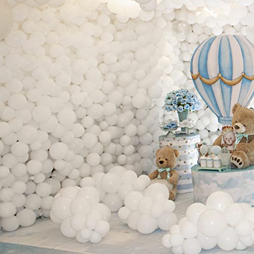 Image of White Balloons 110Pcs, 5 Inch Small White Latex Party Balloons, Mini Thick White Balloons for Wedding Birthday Baby Shower Decorations.
