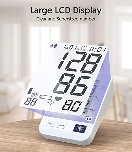 Blood Pressure Monitor Upper Arm, HYLOGY Digital Blood Pressure Machine Automatic with Large Screen Display and 2 Users Modes,180 Memories Storage