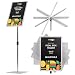T-SIGN Adjustable Heavy Duty Pedestal Poster Stand, Square Steel Base, 11 x 17 Inch Aluminum Snap Open Frame Vertical and Horizontal Displayed, Silver
