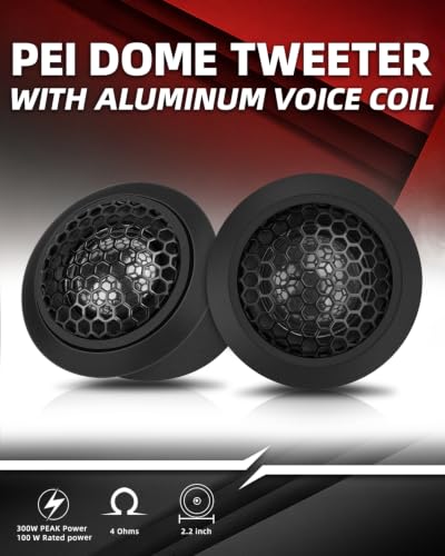 Image of 1 Inch Car Tweeters 300W Peak, Silk Dome Tweeter Speakers for Car Audio, 4 Ohm High Frequency Tweeters with Crossover, Surface /Flush Mount, Car Tweeters Pair for Clear Crisp Sound