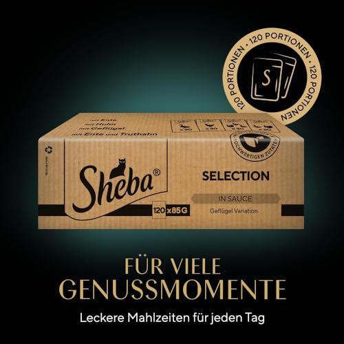 Sheba Selection Katzen Nassfutter im Portionsbeutel Geflügel Variation in Sauce Multipack 120x85g 6
