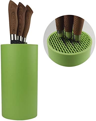 Toosbuc Universal Knife Block Holder Multi-Functional Resin Knife Storage Slot to Protect Blades Detachable for Easy Cleaning Kitchen Knife Holder for Counter Top (Green)