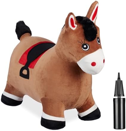 Relaxdays Hüpftier Pferd, mit Bezug, inkl. Luftpumpe, Hüpfpferd bis 50