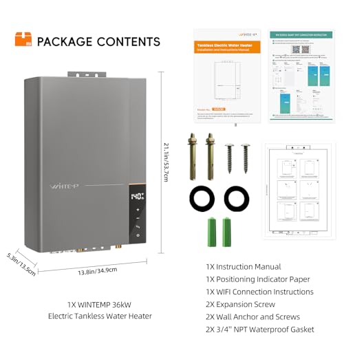 WINTEMP 36kW Tankless Electric Water Heater 240V, Instant On-Demand Endless Hot Water, Up to 8.7 GPM, LED Temperature Display, Whole House Supply, WiFi Control, ETL Certified by WINTEMP - Image 8