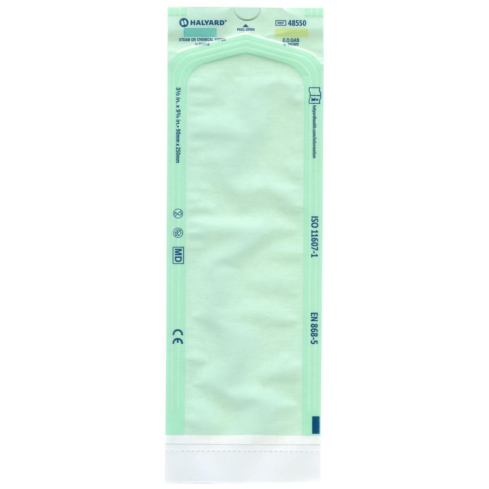 HALYARD Self Seal Sterilization Pouch, 6.75" x 12.75", Flat Pack, Steam EO Sterilization Method, Autoclave Sterilizer Bags for Dental Medical Spa Tattoo Instruments, Part 48561, Box of 200