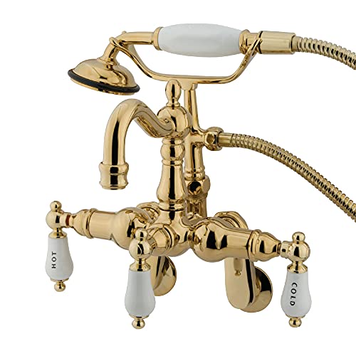 Kingston Brass CC1303T2 Vintage Clawfoot Tub Faucet, 3-3/8-Inch to 9-Inch Adjustable Spread, Polished Brass