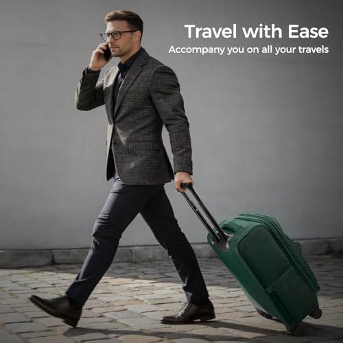 cllson Softside Top Opening Carry On Luggage 22x14x9 Airline Approved, 20 Inch USB Port Suitcases with Spinner Wheels, Expandable luggage with TSA Lock for Women Men (Green, 20 Inch) by cllson - Used condition - Image 8