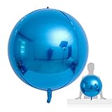 Eanjia Royal Blue 4D Foil Balloons 2 Count 22 Blue Large Sphere Mylar Balloons Hangable Metallic Darker Blue Orb Balloons for Royal Blue Wedding Baby Shower Decoration Graduation Balloons Garland