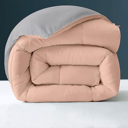 Image of Day Care - 500 GSM Hotel Quality-Down Alternative Reversible Comforter (90 inch x 100 inch Inches /228cm x 228cm) - Comforter Double Bed|Peach /Silver