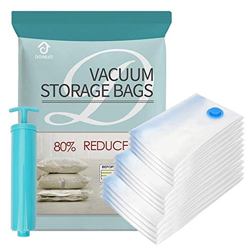 DOINUO Premium Vacuum Storage Bags 12 Pack Space Saver Compression Bags for Comforters Blankets Clothes Pillows Bedding Compression Bag with Free Travel Hand Pump 12 Pack (4 X-Jumbo, 4 Large, 4 Medium)