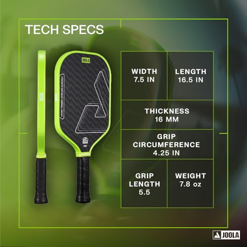 Image of JOOLA Double Vision 16mm Pickleball Paddle - Signature and Standard Shape - Aramid Surface for Softer Responsive Touch - SK Film for Reduce Vibration - USAP Approved - NFC Chip Enabled
