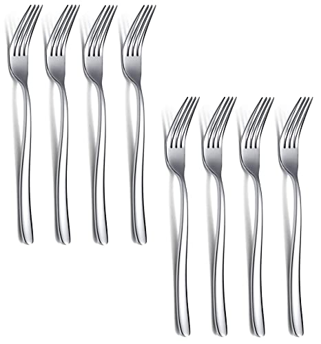 Image of Dinner Forks Food Grade Stainless Steel Silverware Forks,Table Forks,Flatware Forks Mirror Finish & Dishwasher Safe,Use for Home,Kitchen or Restaurant (Silver, Set of 8)