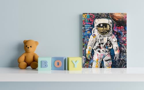Ypxzzj Banksy Framed Graffiti Astronaut Canvas Wall Art Spaceman Posters Prints Pictures Wall Decor Modern Abstract Street Graffiti Painting Artwork for Living Room Home Decor Ready to Hang - Image 4