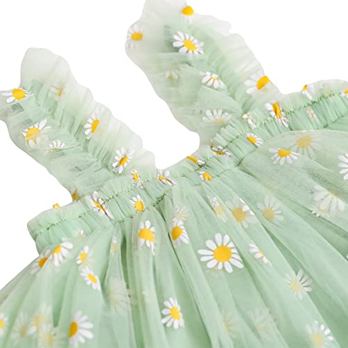 Amropi Baby Girl'S Tulle Tutu Dress 3 Pieces Flower Printed Sleeveless Summer Dresses Pink Green White,12-18 Months thumb #4