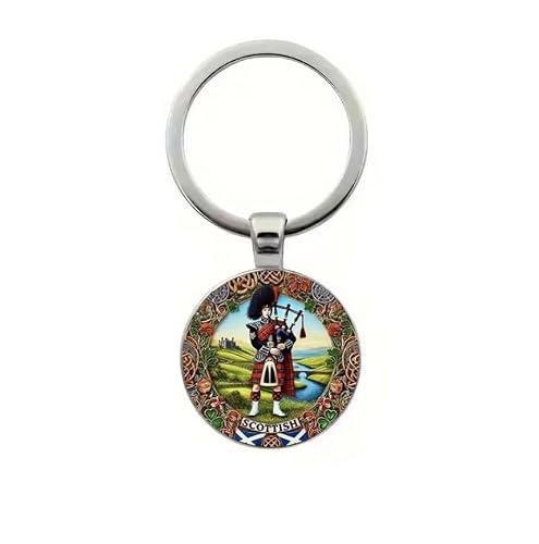 4Trails Unisex Multi-Colour Scottish Piper Keychain, Metal Keyring, Celtic Design, Scotland Souvenir Gift