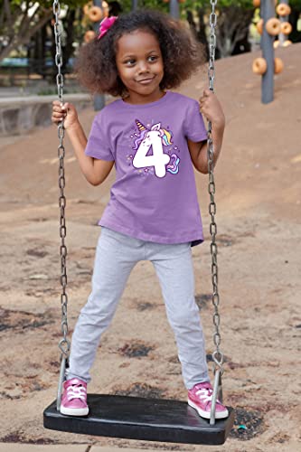 Image of Unicorn 4th Birthday Shirts for Toddler Girls Outfit 4 Year Old Fourth Four Shirt