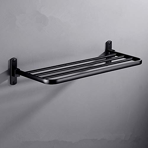Porte-serviettes de salle de bain pliable en aluminium noir mat de qualité supérieure