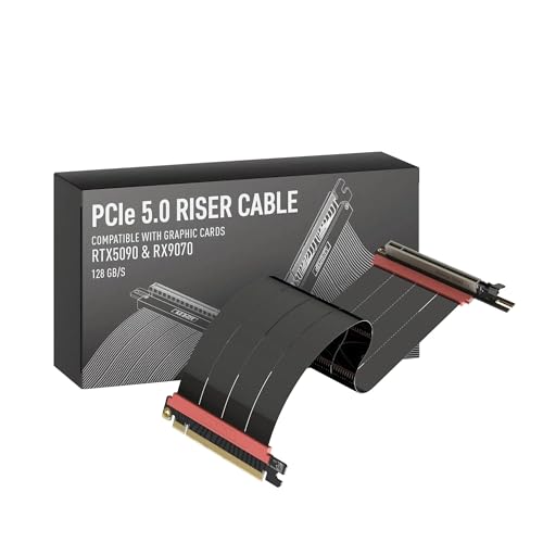 Image of LINKUP PCIE 5.0 Riser Cable | for Vertical GPU Mount | Left Angle | Graphics Card GPU Ready | Usable with PCIe 4.0 & RX 9070 / RTX5090 | 30cm (Total Length: 34cm)