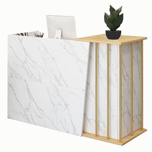 GDBTDL Bancone Reception Ufficio con Cassetti Serratura e Ripiani, Banco Cassa Moderno in Legno per Salone, Negozio, Hotel, Supermercato o Centro Estetico