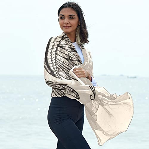 Womens Lightweight Soft Fashion Silk Scarves Sun-Proof Shawls Wrap Vintage Angel Wings Pattern Scarf #TOP5