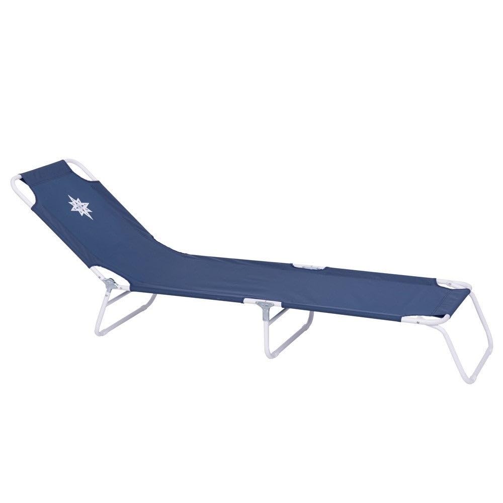 LOLAhome Tumbona Playa y jardín reclinable 5 Posiciones Convertible en Cama, Plegable, Estructura Acero Pintura Epoxi anticorrosión, Tejido loneta Oxford 600 D poliéster Azul Marino de 186 cm