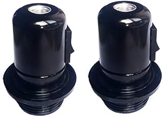 Bakelite Vintage Lamp Holder Built in Switch,FINELED 2 Pcs E27 ES Screw Light Socket Pendant Fitting Set (Black, with Switch)