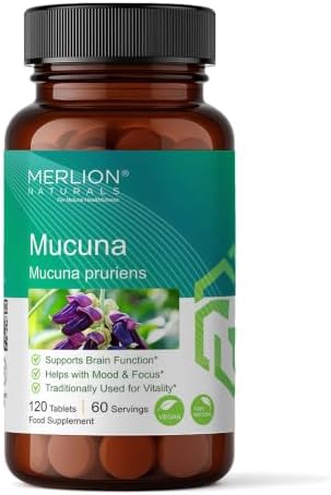 MERLION NATURALS Mucuna Tablets 500mg (120 Tablets) | Kaunch Beej | Kapikachu | Mucuna pruriens