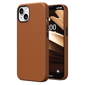 SURPHY Lederen Hoesje Compatibel met iPhone 13 Hoesje 6.1 inch, Premium PU Lederen Hoesje Cover (met Metalen Knoppen & Microfiber Voering) voor iPhone 13 (Bruin)