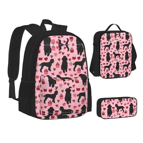 nanger Red Poodles Dogs Print 3-Piece Set Backpack, Lunch Bag And Pencil Case, For Travel, College, And Daily Use2