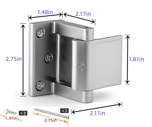 Szliyands Door Lock Reinforcer Privacy Door Latch for,Hotel Security Door Lock ,Privacy Door Latch for in-Swinging Doors Extra High Home Door Security Lock (4 Pack)