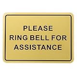 PATIKIL Cartel De 'Por Favor Toque El Timbre Para Solicitar Ayuda', 8'Lx6'W Autoadhesivo Para Negocio Hogar Puerta Pared Ventana Oficina Entrada, Oro Cepillado
