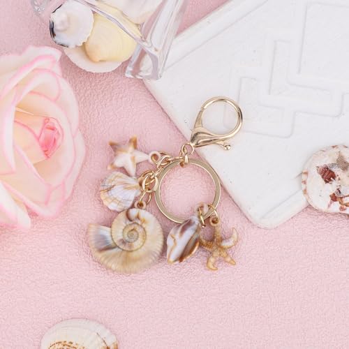 Image of Keychain, Bag Charms for Womens Handbags, Personalized Keyring, Beach Vacation Shell Keychain - Starfish Conch Pendant, Creative Ocean Charm for Bags, Summer Gift for Ocean Lovers