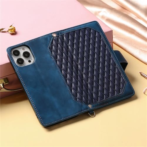 Étui portefeuille iPhone 14 Pro Max rose cuir avec zip et double dragonne - 5