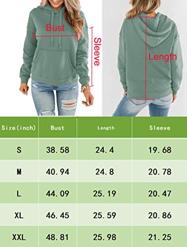 Bingerlily Women\'s Casual Hoodies Long Sleeve Solid Lightweight Pullover Tops Loose Sweatshirt with Pocket Mint Green - Thumbnail 6