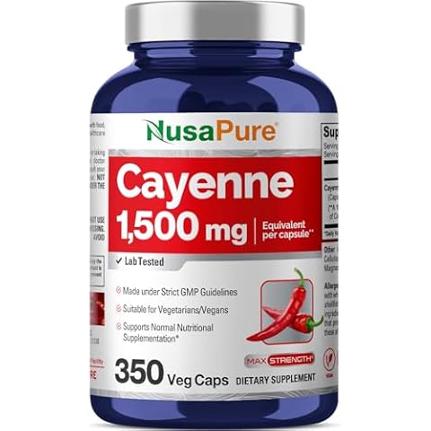 NusaPure Cayenne Pepper 900mg 200 Veggie Capsules Cover